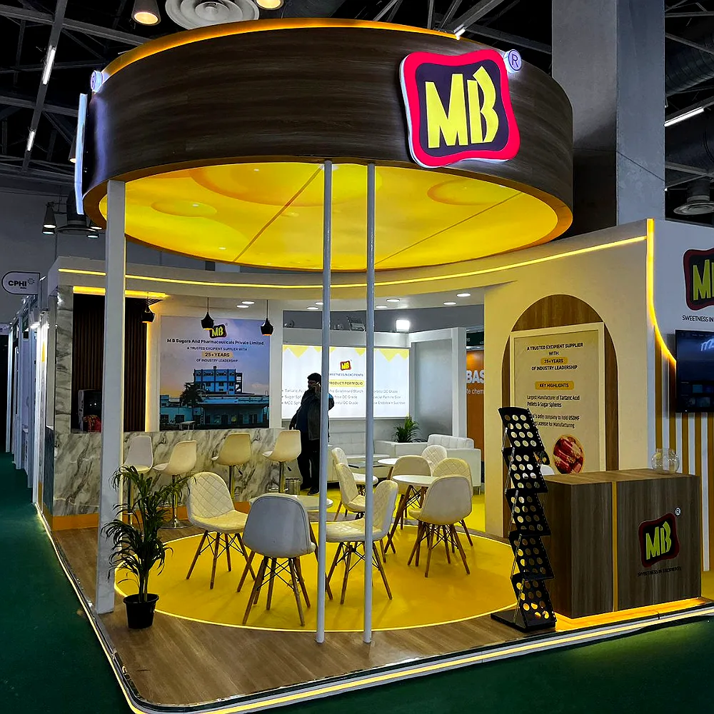 MB Sugar Pharmaceuticals exhibition stall at CPHI India, Noida