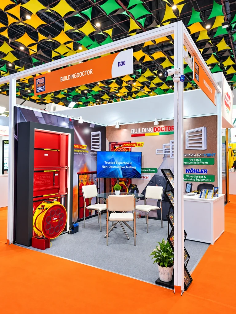 Building Doctor exhibition stall at FIRE INDIA 2026 in YASHOBHOOMI