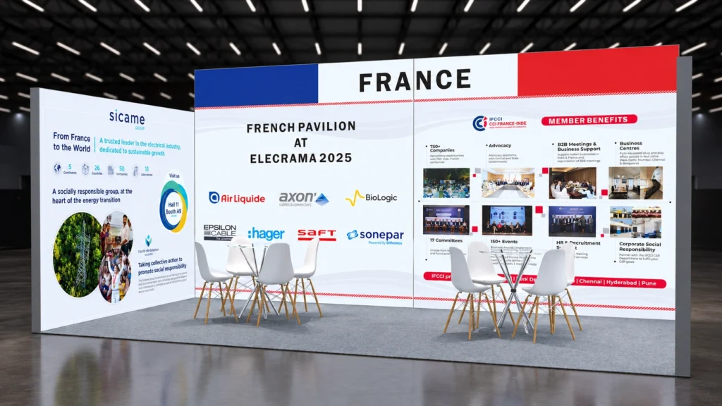 Epsilon - Indo-French Chamber Of Commerce exhibition stall at Elecrama 2025 in Noida