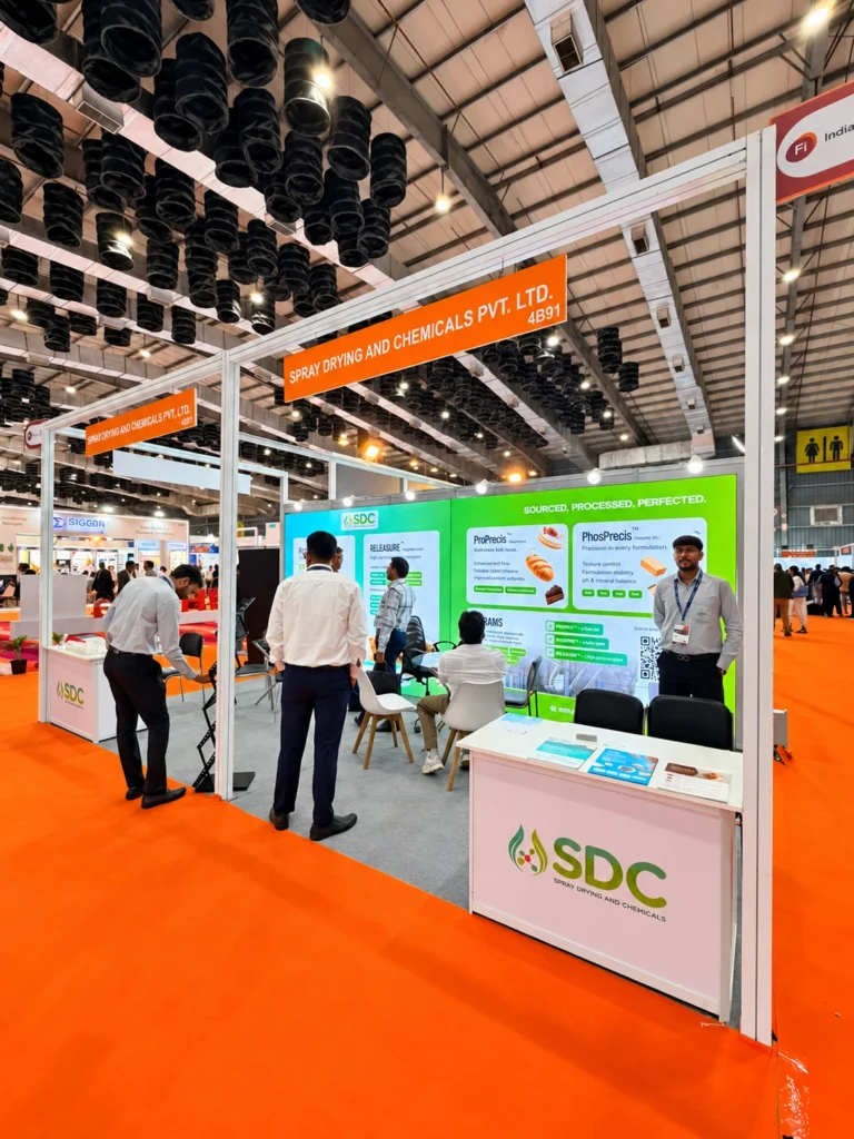 Spray Drying and Chemicals Pvt. Ltd. exhibition stall at FI INDIA 2026 in NESCO